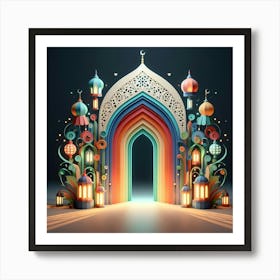 Islamic Mosque With Lanterns Art Print