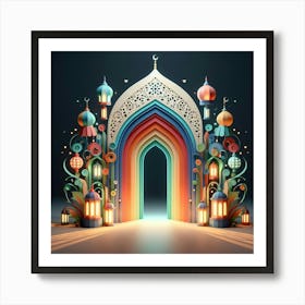 Islamic Mosque With Lanterns Affiche