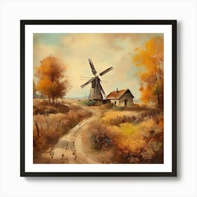 Vintage Oil Painting, Farmhouse Wall Decorations, Vintage Landscape, Printable Wall Art, Vintage Landscape Oil Painting.
18Windmills. Art Print