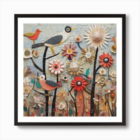 Birds love flowers X1 Ca Style Di6500 Art Print