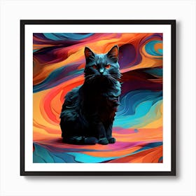 Abstract Cat Painting 5 Art Print