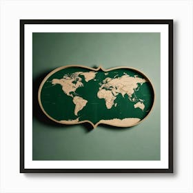 Default World Map In Green Art 2 Art Print