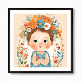 Floral Cute Baby Nursery Illustration (1) Art Print