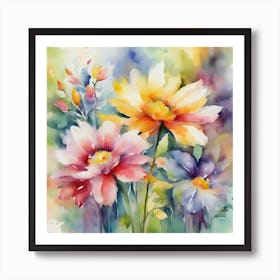 Watercolor Flowers 3 Art Print