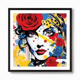 Lady With Roses 1 Art Print