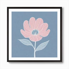 A White And Pink Flower In Minimalist Style Square Composition 199 Art Print