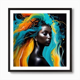 Woman With Colorful Hair Art Print