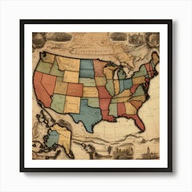 Default Vintage Map Usa Aesthetic 1 (1) Art Print