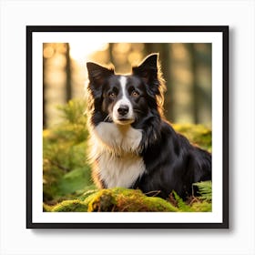 Border Collie Dog In The Forest 1 Art Print