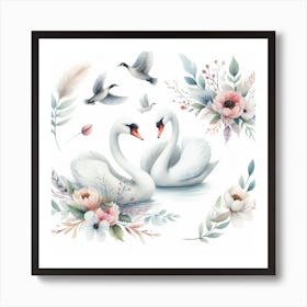 Swans 6 Art Print