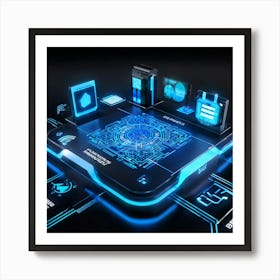 A Meticulous Digital Illustration Of A Futuristic Business Interface Conceived Within The Virtual R (1) Art Print