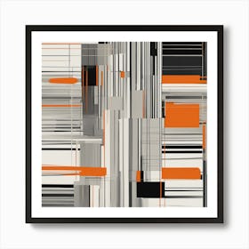 Abstract Orange And Black Painting Art Print