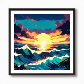Sunset Painting, Ocean Painting, Ocean Painting, Ocean Painting, Painting Art Print