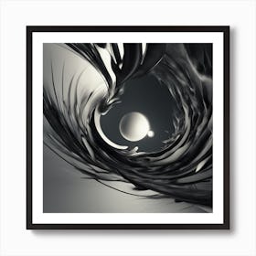 Abstract Black And White Spiral Art Print