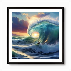 Surfer On A Wave Art Print