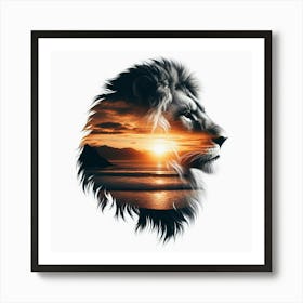 Lion and sunset coast 3 Art Print