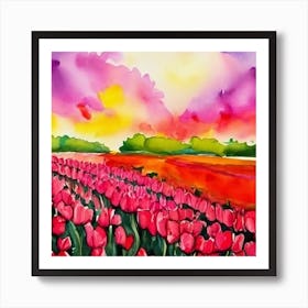 Sunset Tulips Art Print