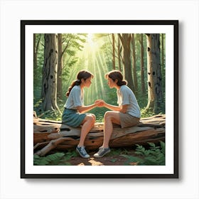 Couple Sitting Together Art Print (4) Art Print