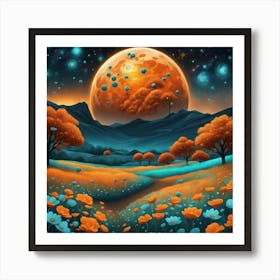 Moon And Poppies Art Print