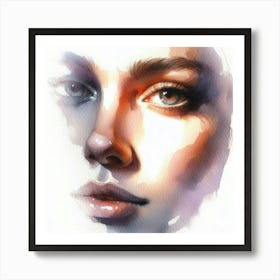 Watercolor Of A Woman'S Face 16 Art Print