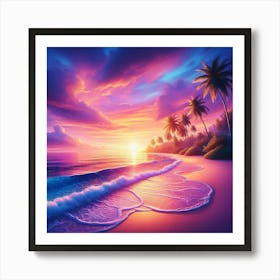 Sunset At The Beach 4 Art Print