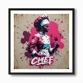 Female chef Pink Art Print