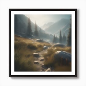 Rocky Path In The Mountains Art Print