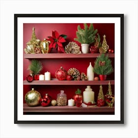 Firefly Charming Holiday Shelf With Festive Christmas Décor 11439 (2) Art Print