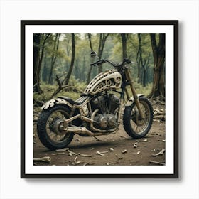 Chopper Motorcycle In The Woods Art Print