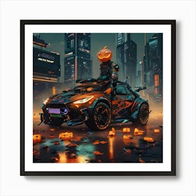 Pumpkin Car (Cyberpunk24) Art Print