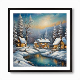 Winter Village Art Print