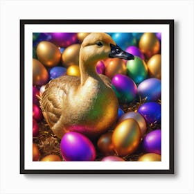 Golden Goose with Colorful Golden Eggs Art Print