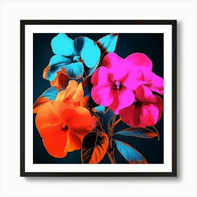 Andy Warhol Style Pop Art Flowers Impatiens 2 Square Art Print