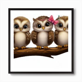 Cute Owls 4 Art Print