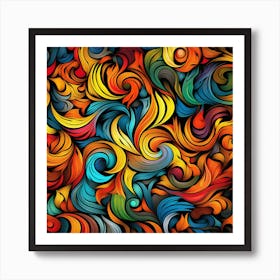 Abstract Colorful Swirls Background Art Print