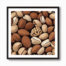 Almonds On A Black Background 19 Art Print