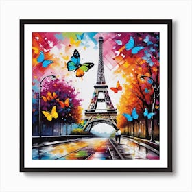 Paris With Butterflies 155 Art Print