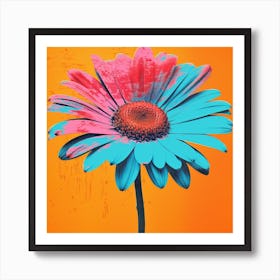Andy Warhol Style Pop Art Flowers Daisy 4 Square Art Print