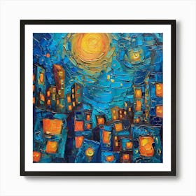 Starry Night Cityscape Art Print