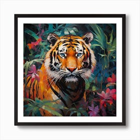 Tiger In The Tropical Jungle Art Print