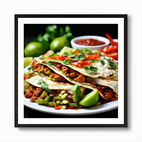 Mock Up Spicy Savory Tortilla Salsa Guacamole Cilantro Lime Beans Cheese Fillings Sauces (2) Art Print