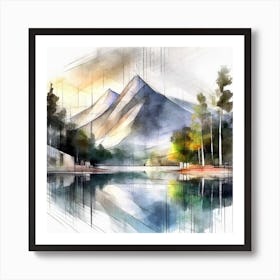 Firefly An Illustration Of A Beautiful Majestic Cinematic Tranquil Mountain Landscape In Neutral Col 2023 11 23t001100 Art Print