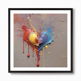 Dropping colorful heart Art Print