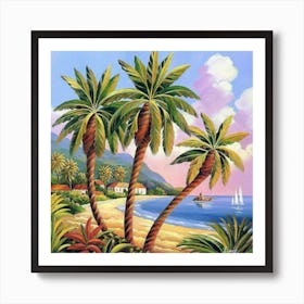 Palm Trees On The Beach 5 Art Print