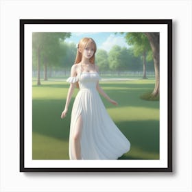 Girl In White Dress Art Print