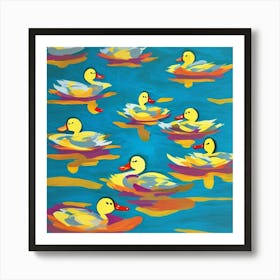 Ducks in the Water Art Print