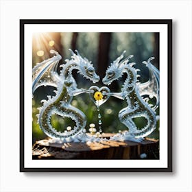 Two Dragons In Love Art Print