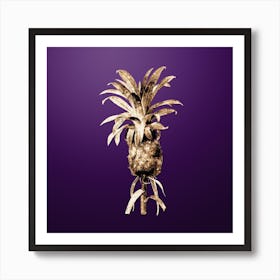 Gold Botanical Pineapple on Royal Purple n.2256 Art Print