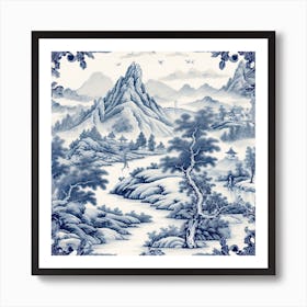 Yosemite National Park Delft Tile Illustration 4 Art Print