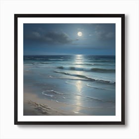 Moonlight At The Beach Art Print